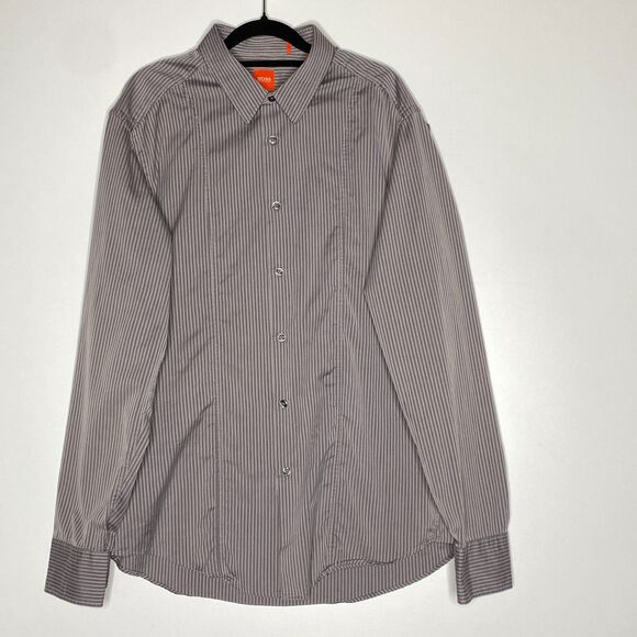 Hugo Boss Striped Cassette 2 Button Down Long Sleeve Shirt Men's Size XL - Picture 9 of 9